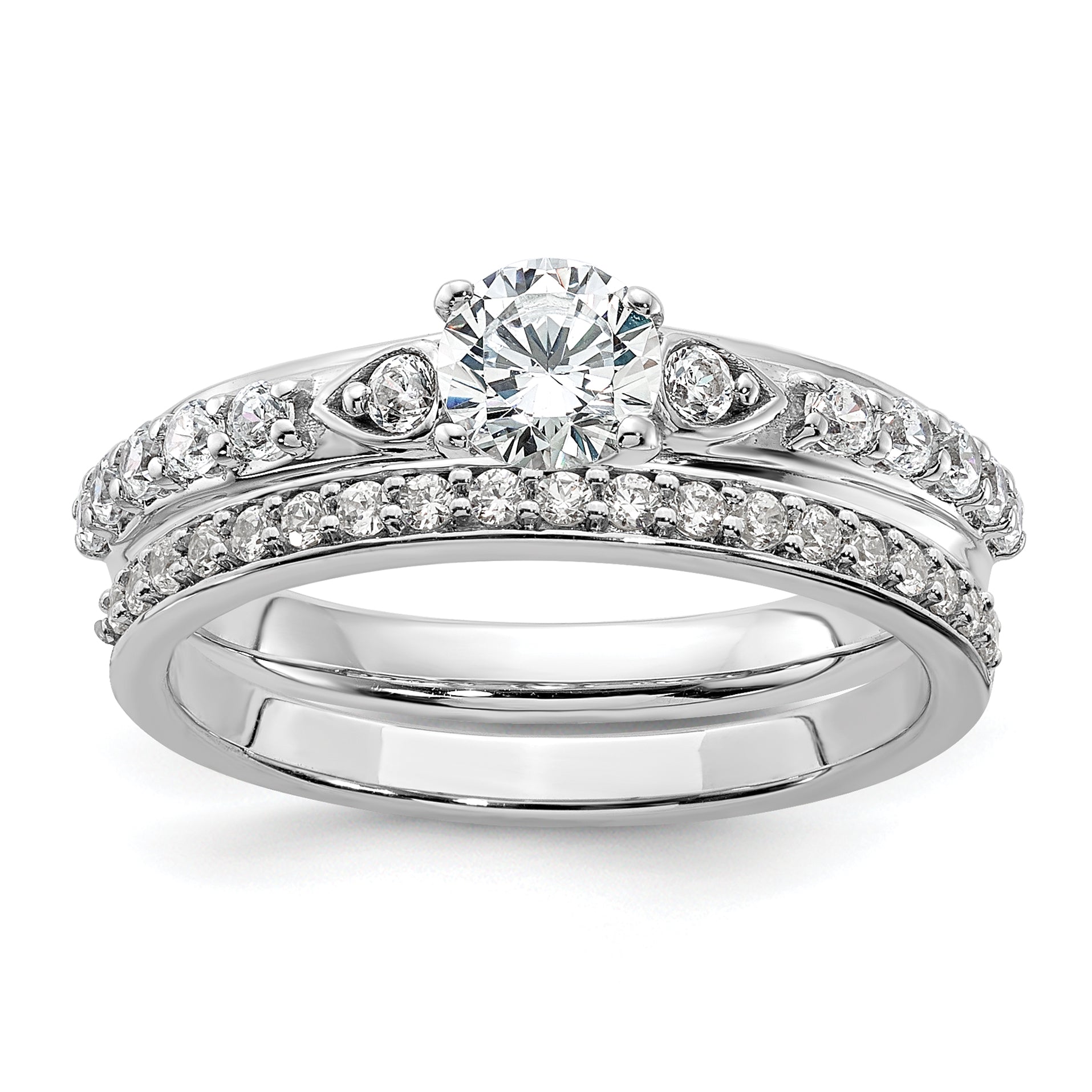 10k White Gold 3/4 carat Lab Grown Diamond VS/SI+ G+ Complete Petite Engagement Ring