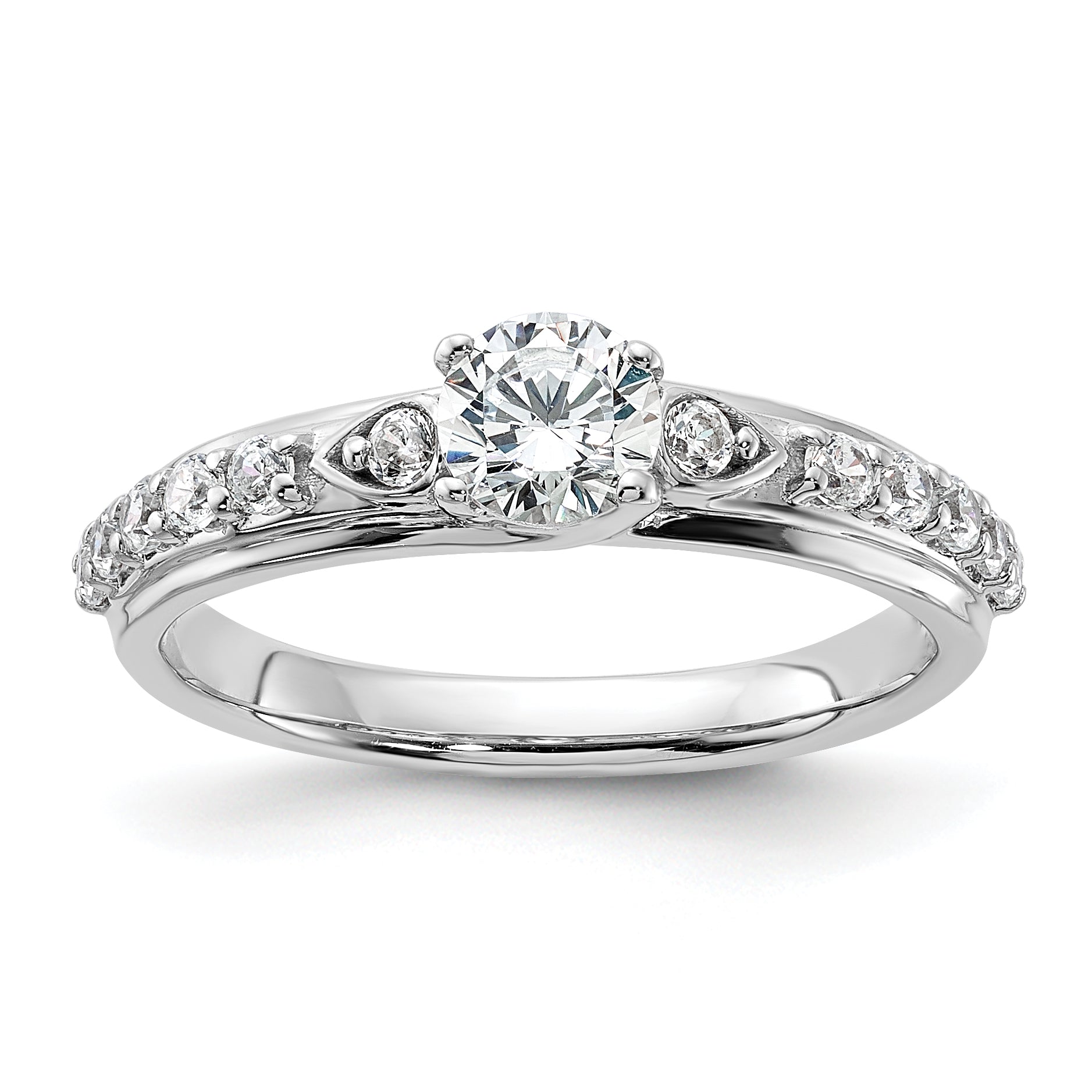 10k White Gold 3/4 carat Lab Grown Diamond VS/SI+ G+ Complete Petite Engagement Ring Main image