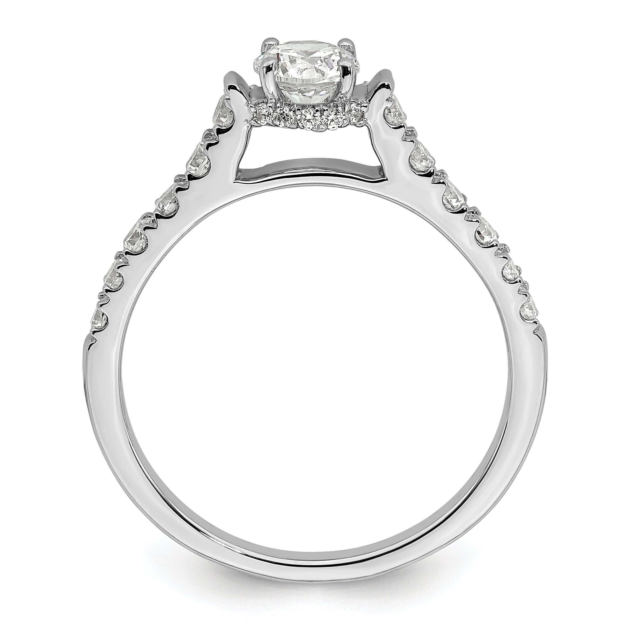 14k White Gold 7/8 carat Lab Grown Diamond VS/SI+ G+ Complete Petite Engagement Ring Secondary image
