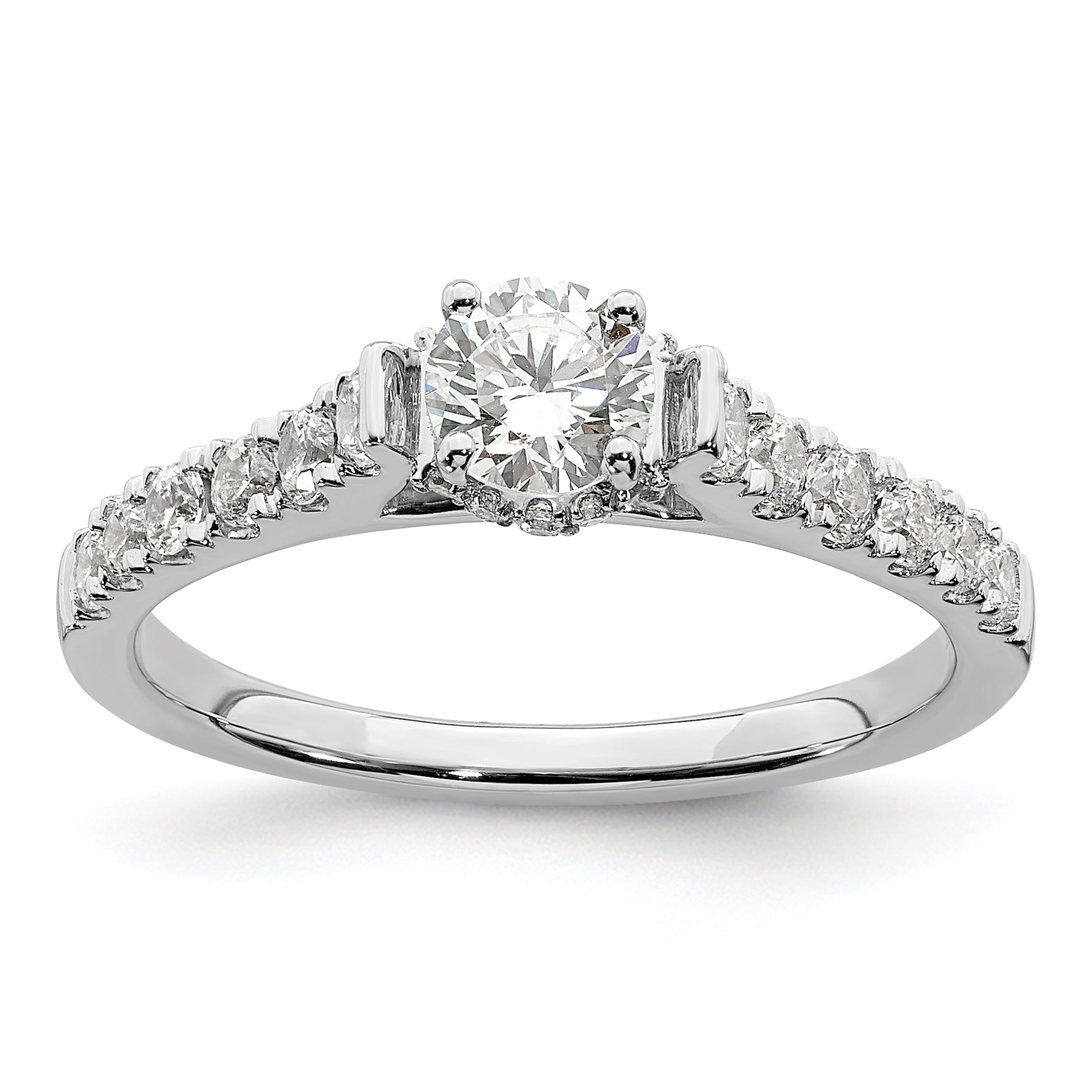 14k White Gold 7/8 carat Lab Grown Diamond VS/SI+ G+ Complete Petite Engagement Ring Main image