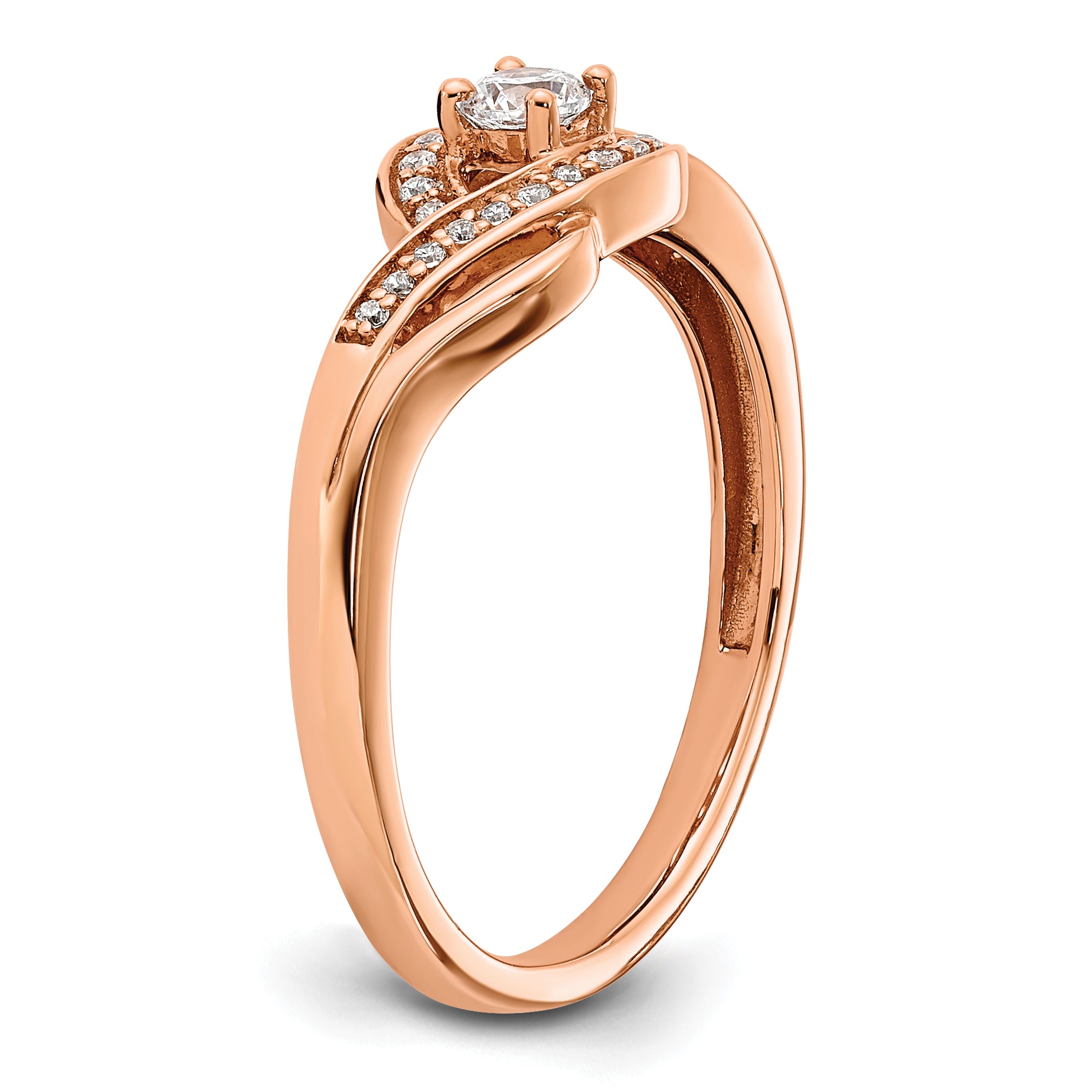 14k Rose Gold 1/5 carat Lab Grown Diamond VS/SI+ G+ Complete Petite Engagement Ring