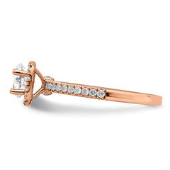 14k Rose Gold 3/4 carat Lab Grown Diamond VS/SI+ G+ Complete Round Halo Engagement Ring