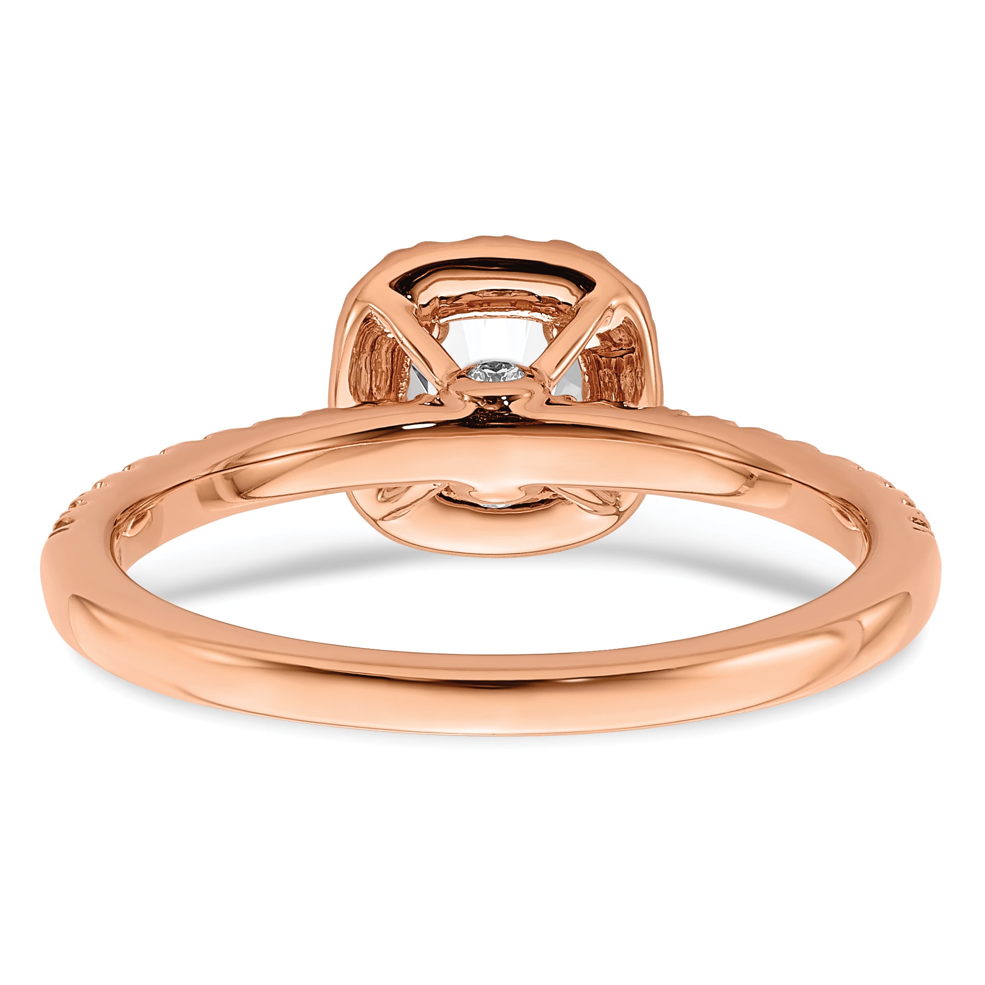 14k Rose Gold 3/4 carat Lab Grown Diamond VS/SI+ G+ Complete Round Halo Engagement Ring