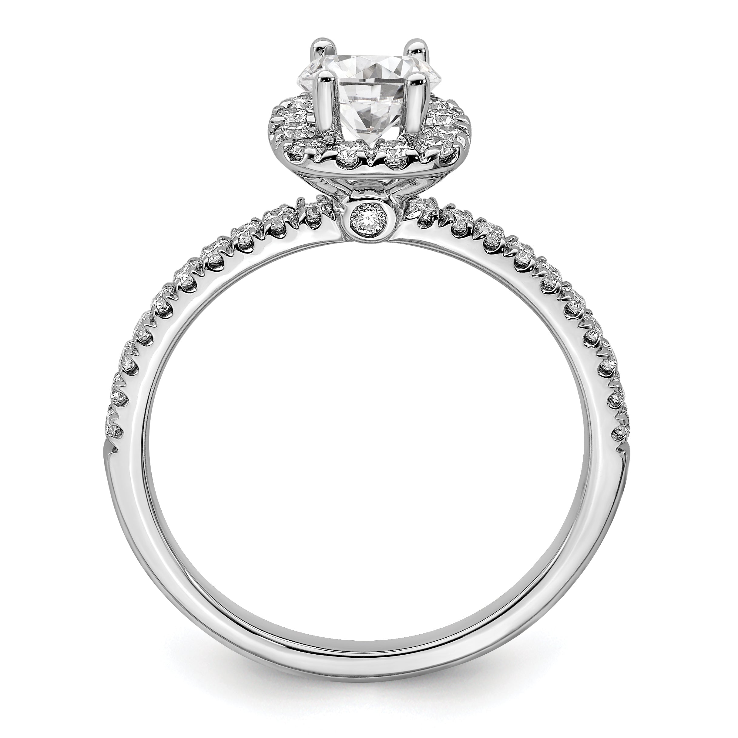 14k White Gold 3/4 carat Lab Grown Diamond VS/SI+ G+ Complete Round Halo Engagement Ring Secondary image