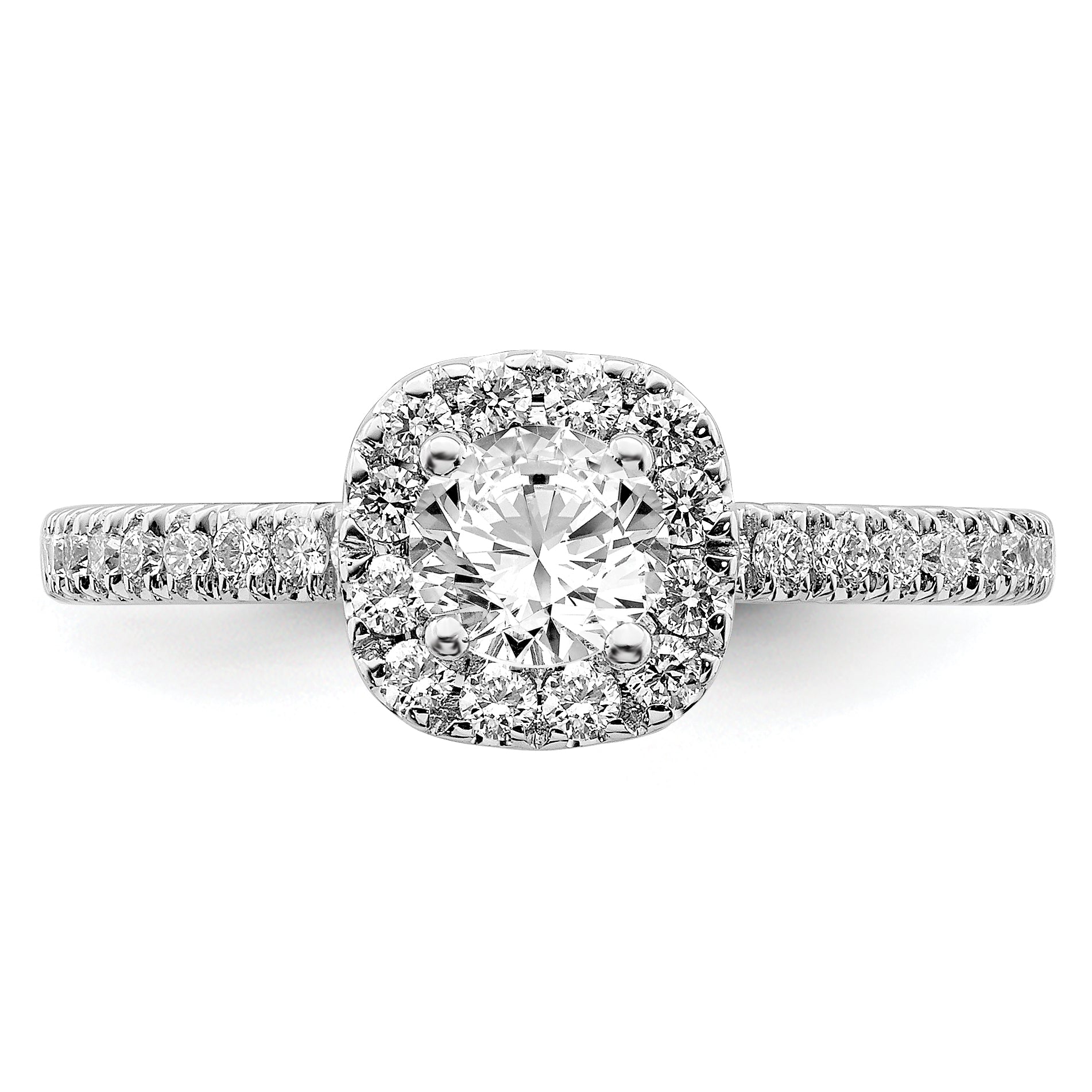 14k White Gold 3/4 carat Lab Grown Diamond VS/SI+ G+ Complete Round Halo Engagement Ring