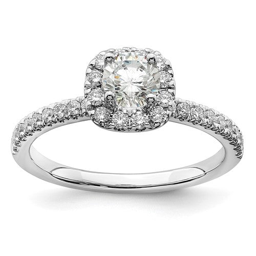 Round Halo Lab-Grown Diamond Engagement Ring in 14K White Gold (3/4 ct. tw.), Size 5 - Sophia Jewelers