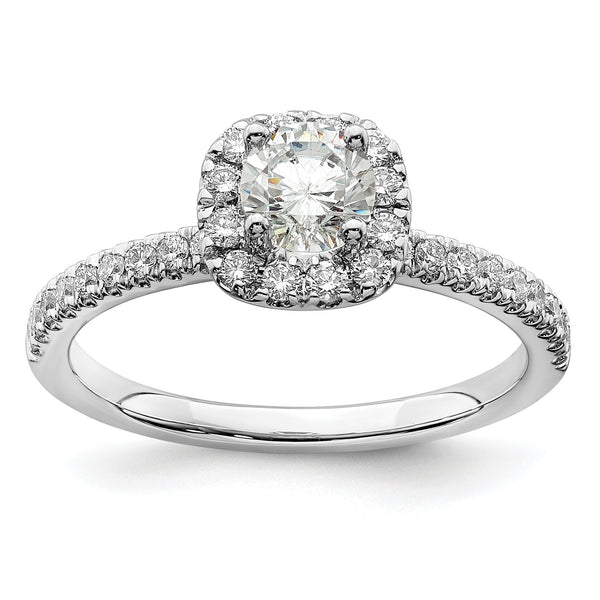 14k White Gold 3/4 carat Lab Grown Diamond VS/SI+ G+ Complete Round Halo Engagement Ring, Size 6–9 - Sophia Jewelers