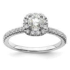 14k White Gold 3/4 carat Lab Grown Diamond VS/SI+ G+ Complete Round Halo Engagement Ring