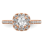 14k Rose Gold 1 carat Lab Grown Diamond VS/SI+ G+ Complete Round Halo Engagement Ring