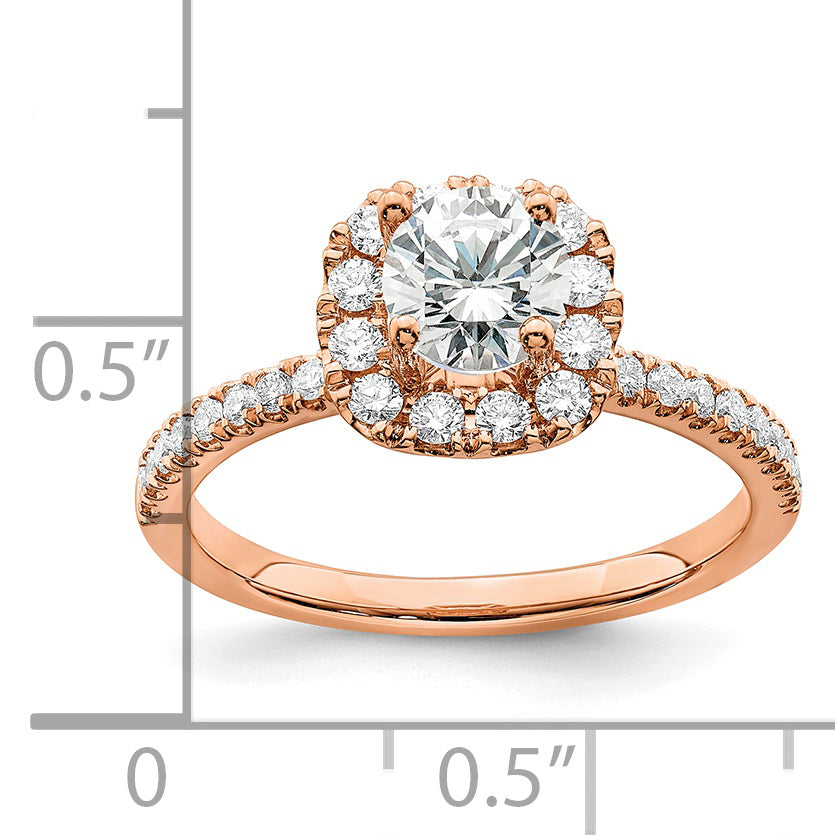 14k Rose Gold 1 carat Lab Grown Diamond VS/SI+ G+ Complete Round Halo Engagement Ring