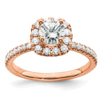 14k Rose Gold 1 carat Lab Grown Diamond VS/SI+ G+ Complete Round Halo Engagement Ring