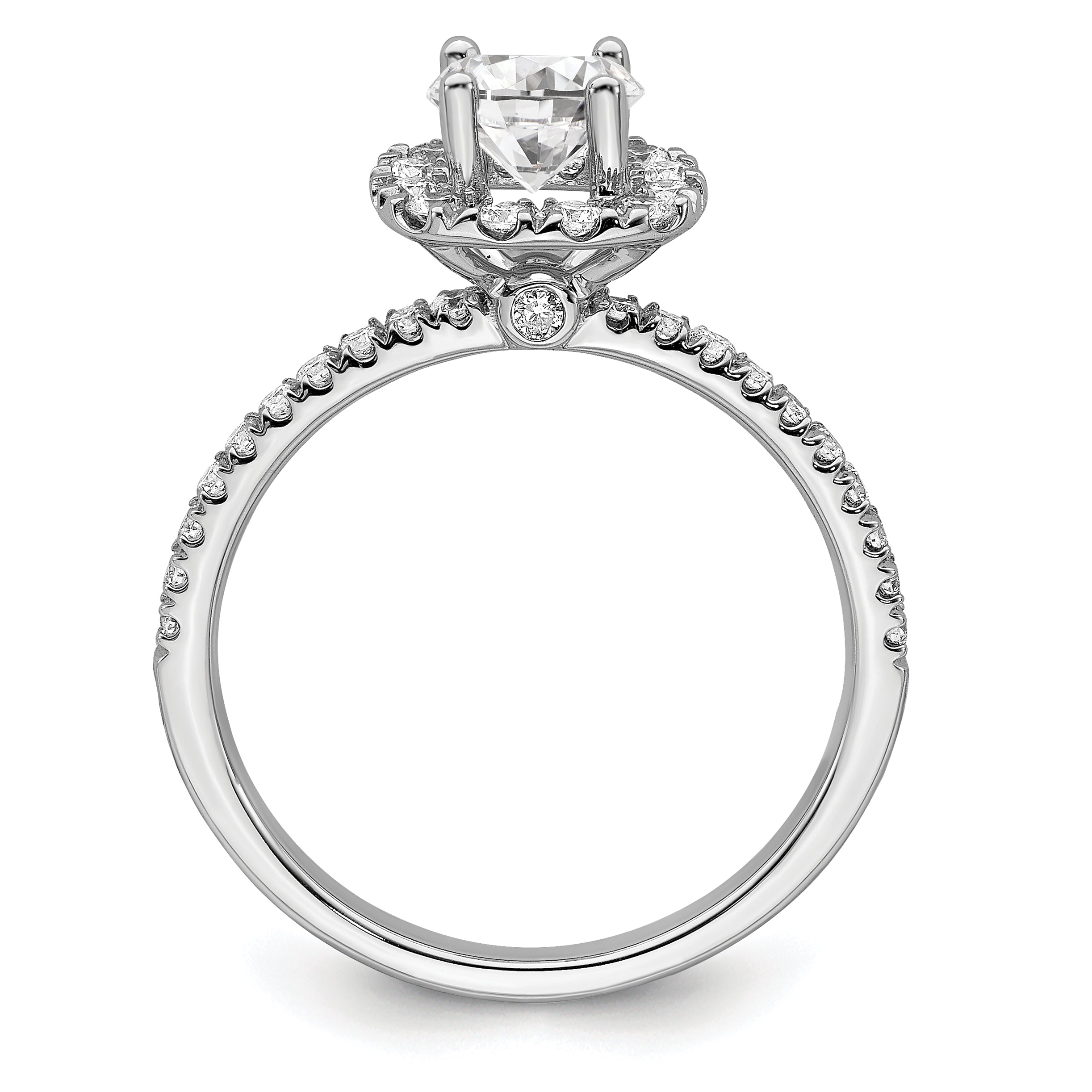 14k White Gold 1 carat Lab Grown Diamond VS/SI+ G+ Complete Round Halo Engagement Ring