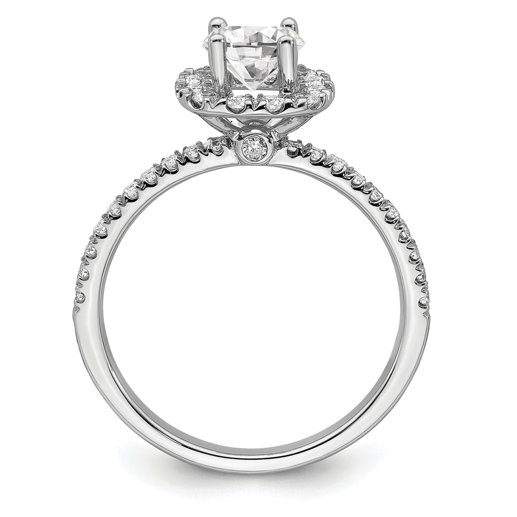 14k White Gold 1 carat Lab Grown Diamond VS/SI+ G+ Complete Round Halo Engagement Ring