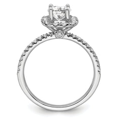 14k White Gold 1 carat Lab Grown Diamond VS/SI+ G+ Complete Round Halo Engagement Ring