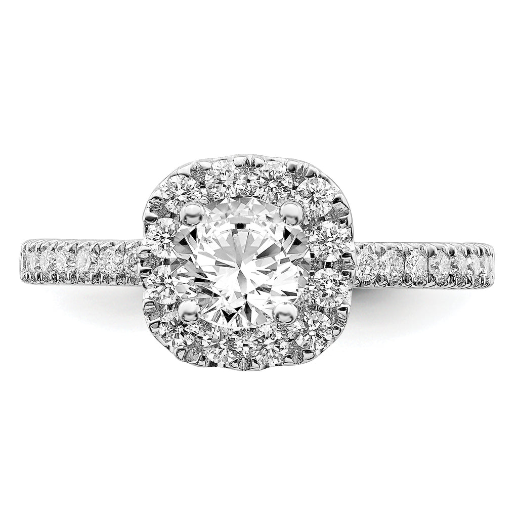 14k White Gold 1 carat Lab Grown Diamond VS/SI+ G+ Complete Round Halo Engagement Ring