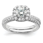 14k White Gold 1 carat Lab Grown Diamond VS/SI+ G+ Complete Round Halo Engagement Ring