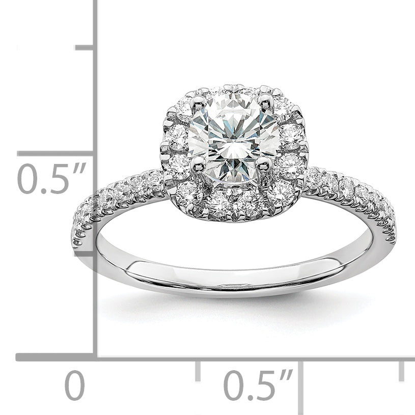 14k White Gold 1 carat Lab Grown Diamond VS/SI+ G+ Complete Round Halo Engagement Ring