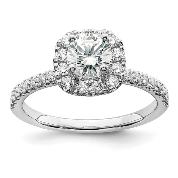 14k White Gold 1 carat Lab Grown Diamond VS/SI+ G+ Complete Round Halo Engagement Ring, Size 5–9 - Sophia Jewelers