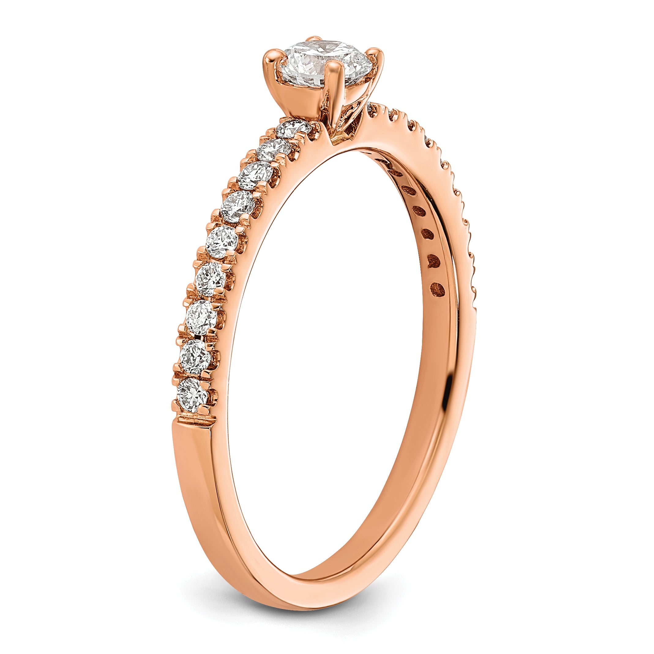 14k Rose Gold 1/2 carat Lab Grown Diamond VS/SI+ G+ Complete Round Engagement Ring