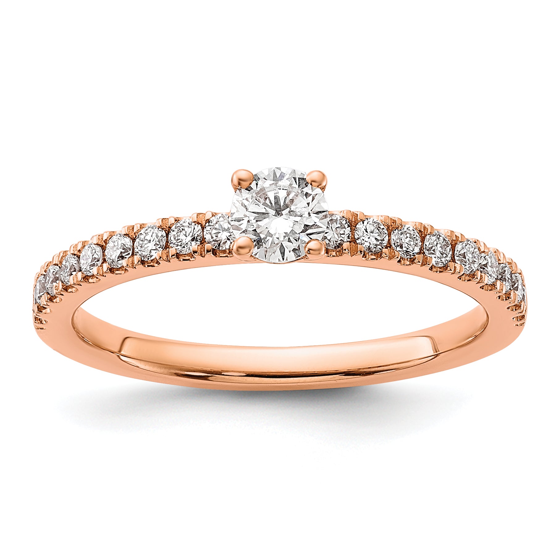 14k Rose Gold 1/2 carat Lab Grown Diamond VS/SI+ G+ Complete Round Engagement Ring Main image