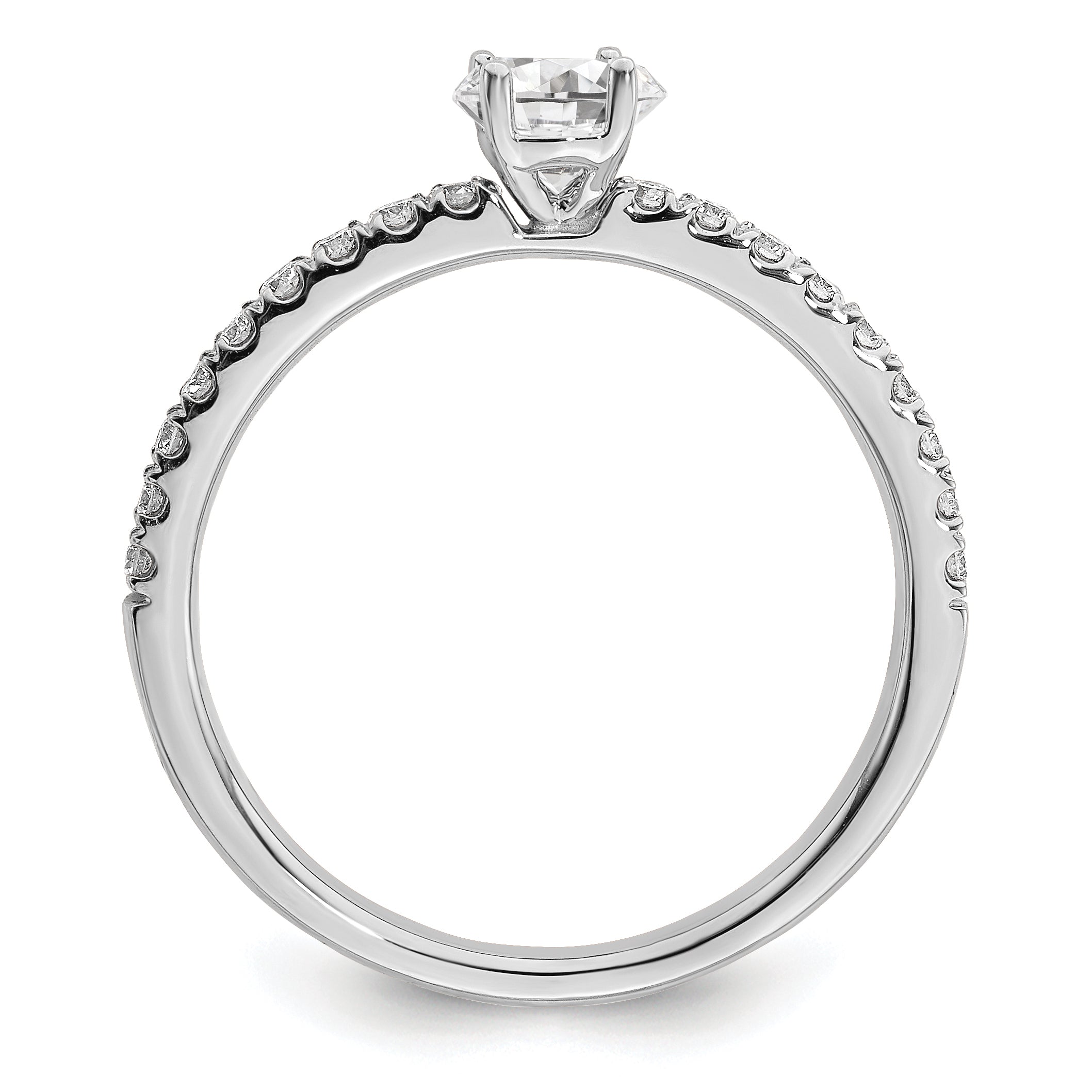 14k White Gold 1/2 carat Lab Grown Diamond VS/SI+ G+ Complete Round Size 7 Engagement Ring