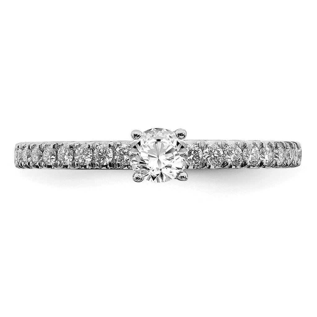 14k White Gold 1/2 carat Lab Grown Diamond VS/SI+ G+ Complete Round Size 7 Engagement Ring