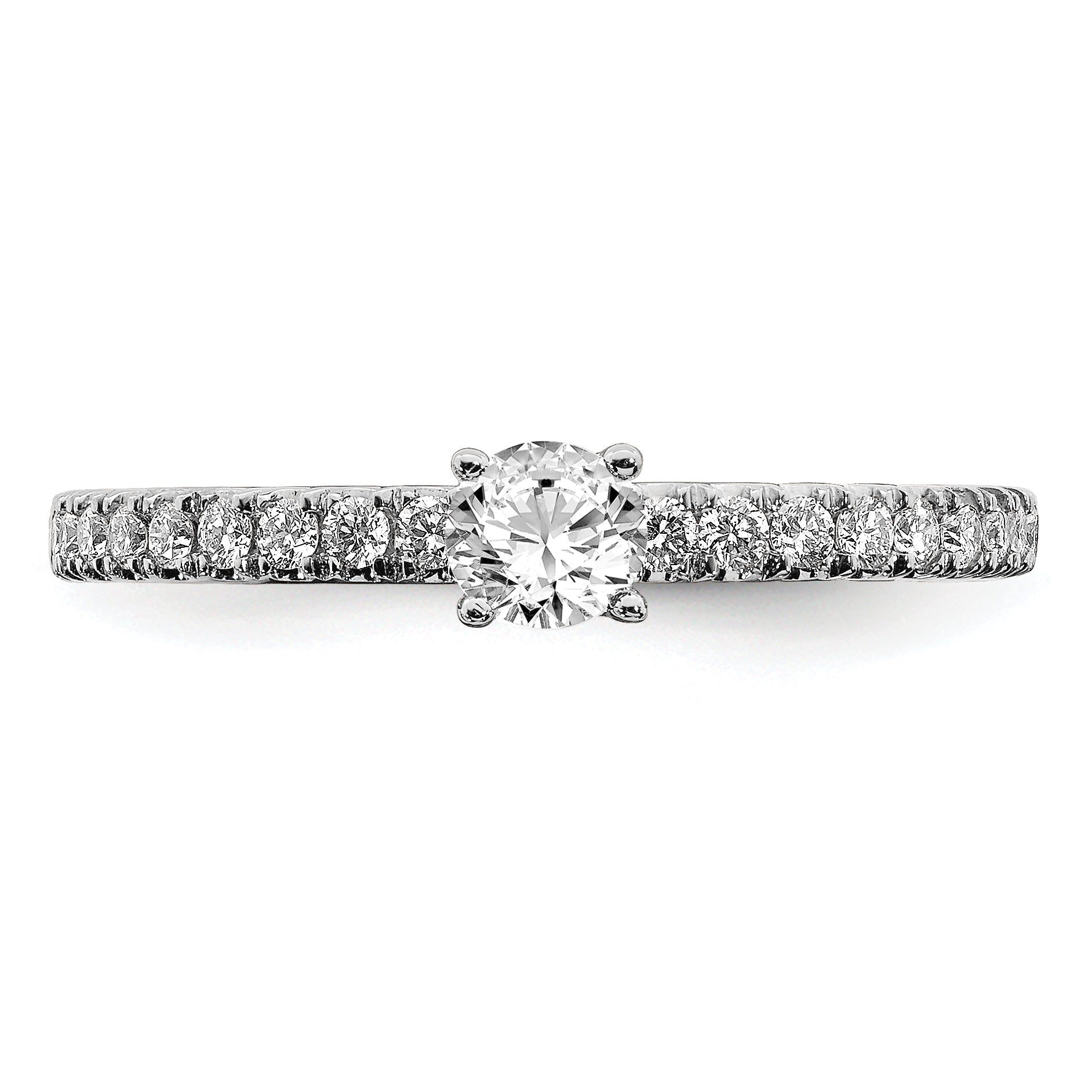 14k White Gold 1/2 carat Lab Grown Diamond VS/SI+ G+ Complete Round Size 7 Engagement Ring