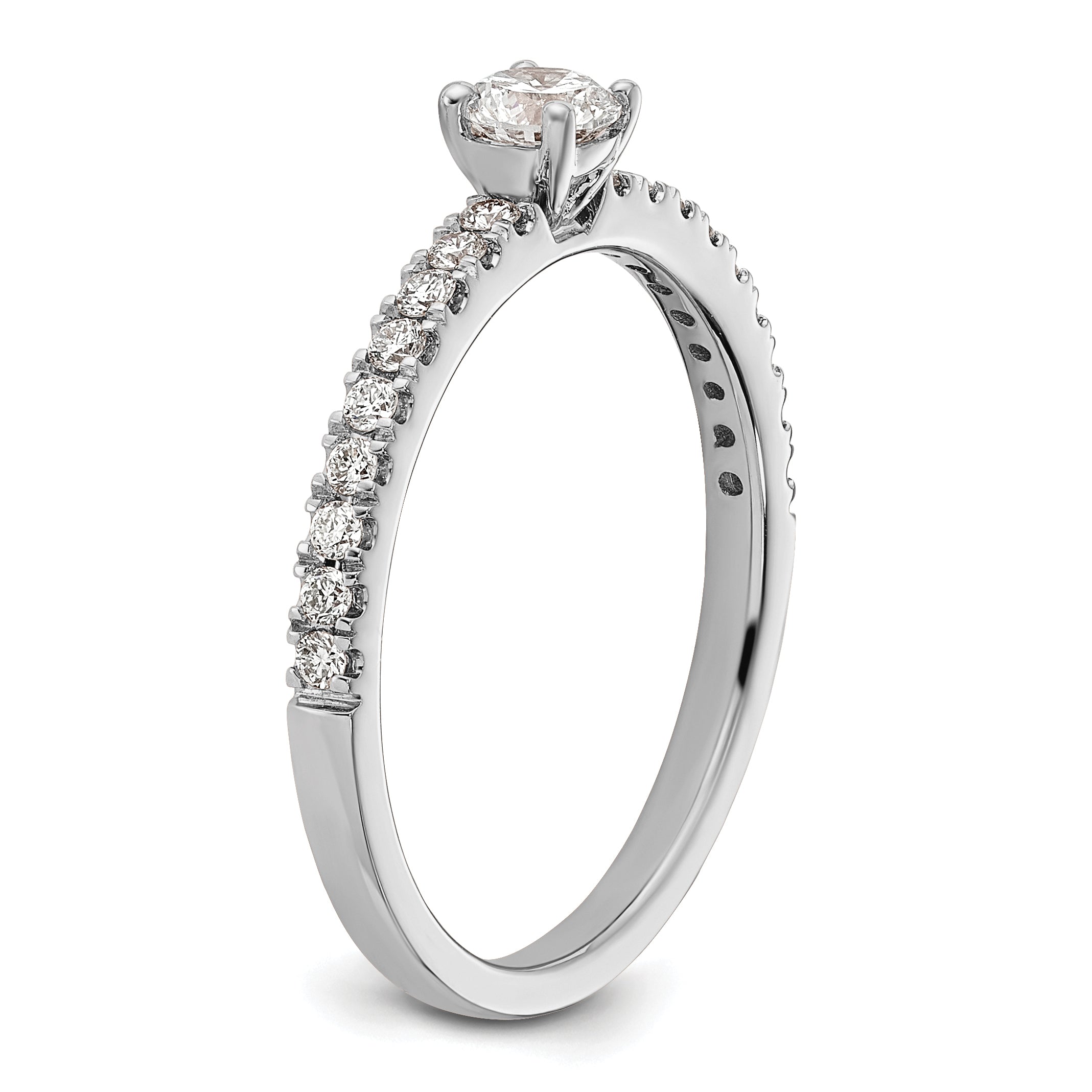 14k White Gold 1/2 carat Lab Grown Diamond VS/SI+ G+ Complete Round Size 7 Engagement Ring