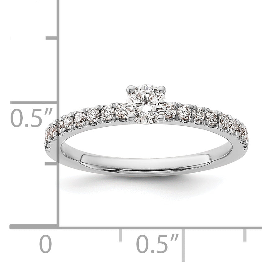14k White Gold 1/2 carat Lab Grown Diamond VS/SI+ G+ Complete Round Size 7 Engagement Ring