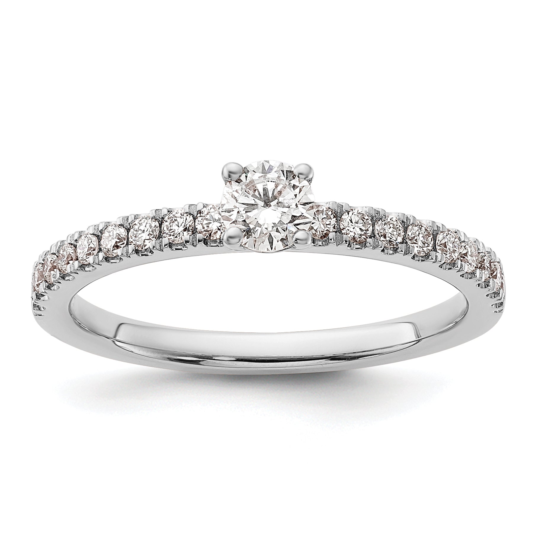 14k White Gold 1/2 carat Lab Grown Diamond VS/SI+ G+ Complete Round Size 7 Engagement Ring