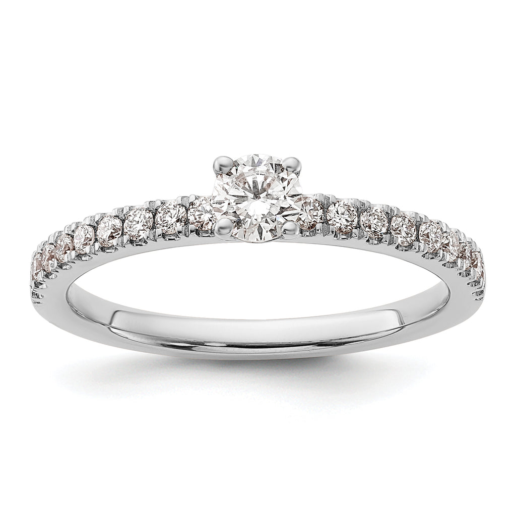14k White Gold 1/2 carat Lab Grown Diamond VS/SI+ G+ Complete Round Size 7 Engagement Ring