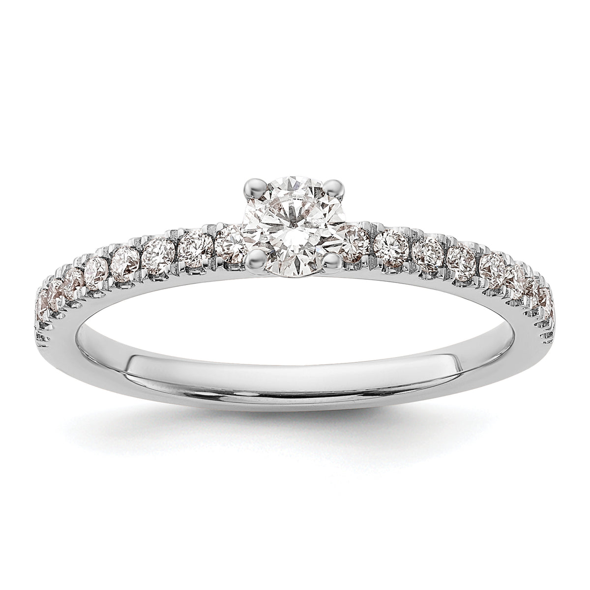 14k White Gold 1/2 carat Lab Grown Diamond VS/SI+ G+ Complete Round Size 7 Engagement Ring