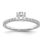14k White Gold 3/4 carat Lab Grown Diamond VS/SI+ G+ Semi Mount Round Size 6 Engagement Ring