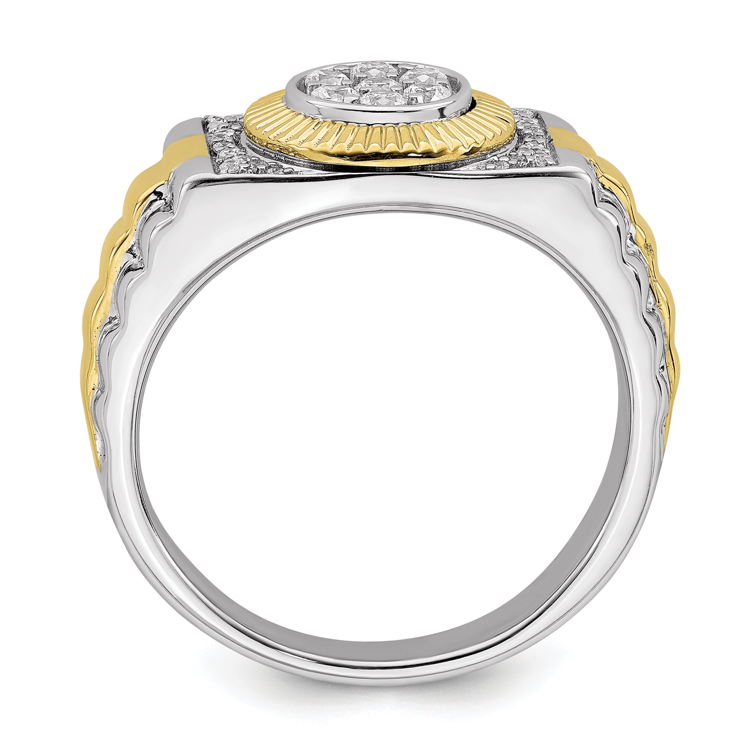 10k Two-Tone 1/3 carat Lab Grown Diamond VS/SI+ G+ Complete Men's Ring