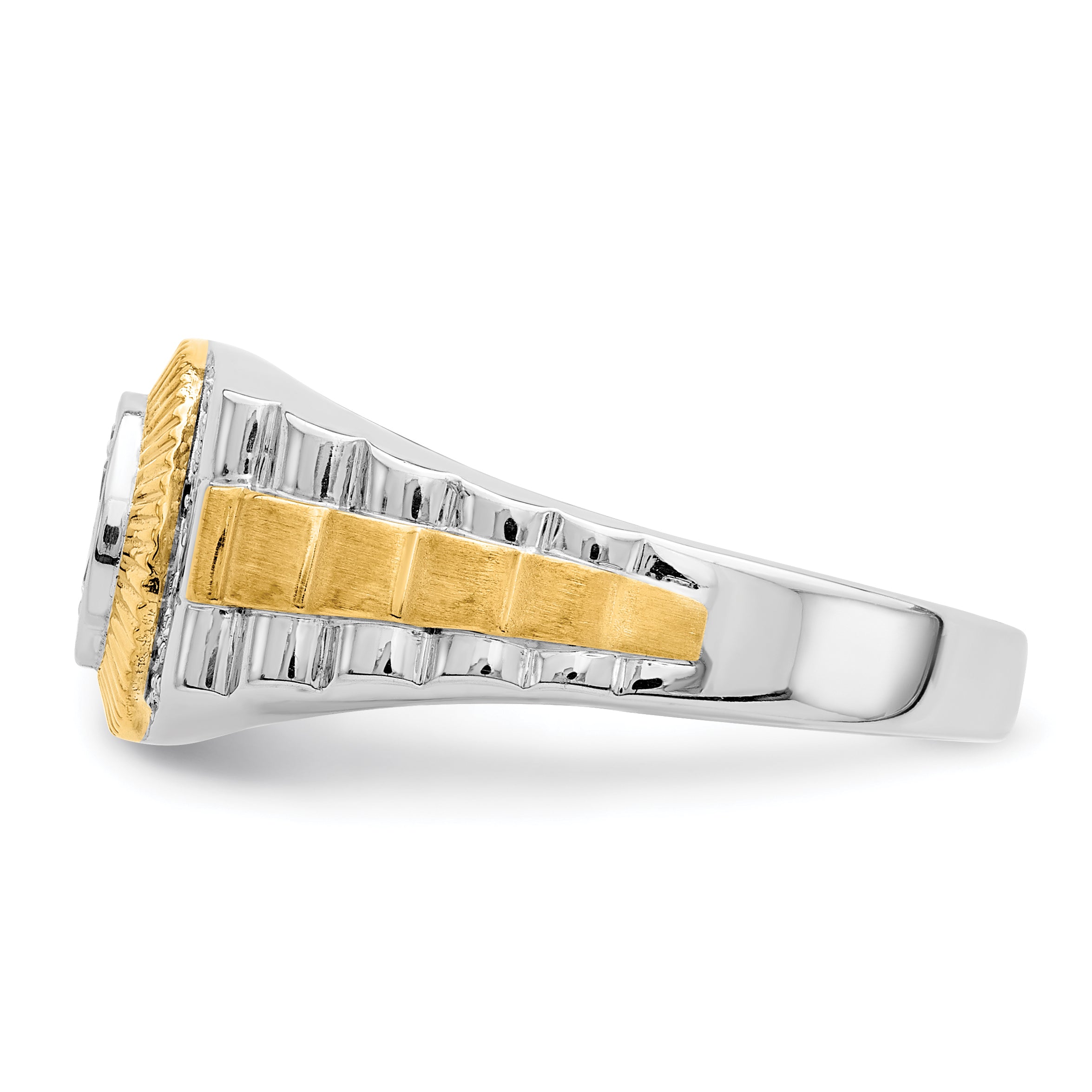 10k Two-Tone 1/3 carat Lab Grown Diamond VS/SI+ G+ Complete Men's Ring