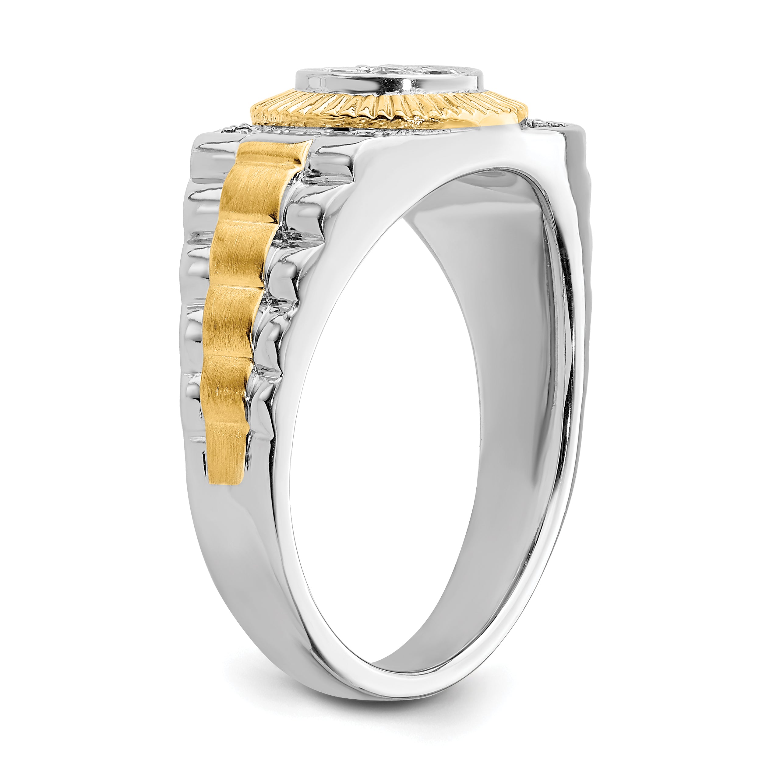 10k Two-Tone 1/3 carat Lab Grown Diamond VS/SI+ G+ Complete Men's Ring