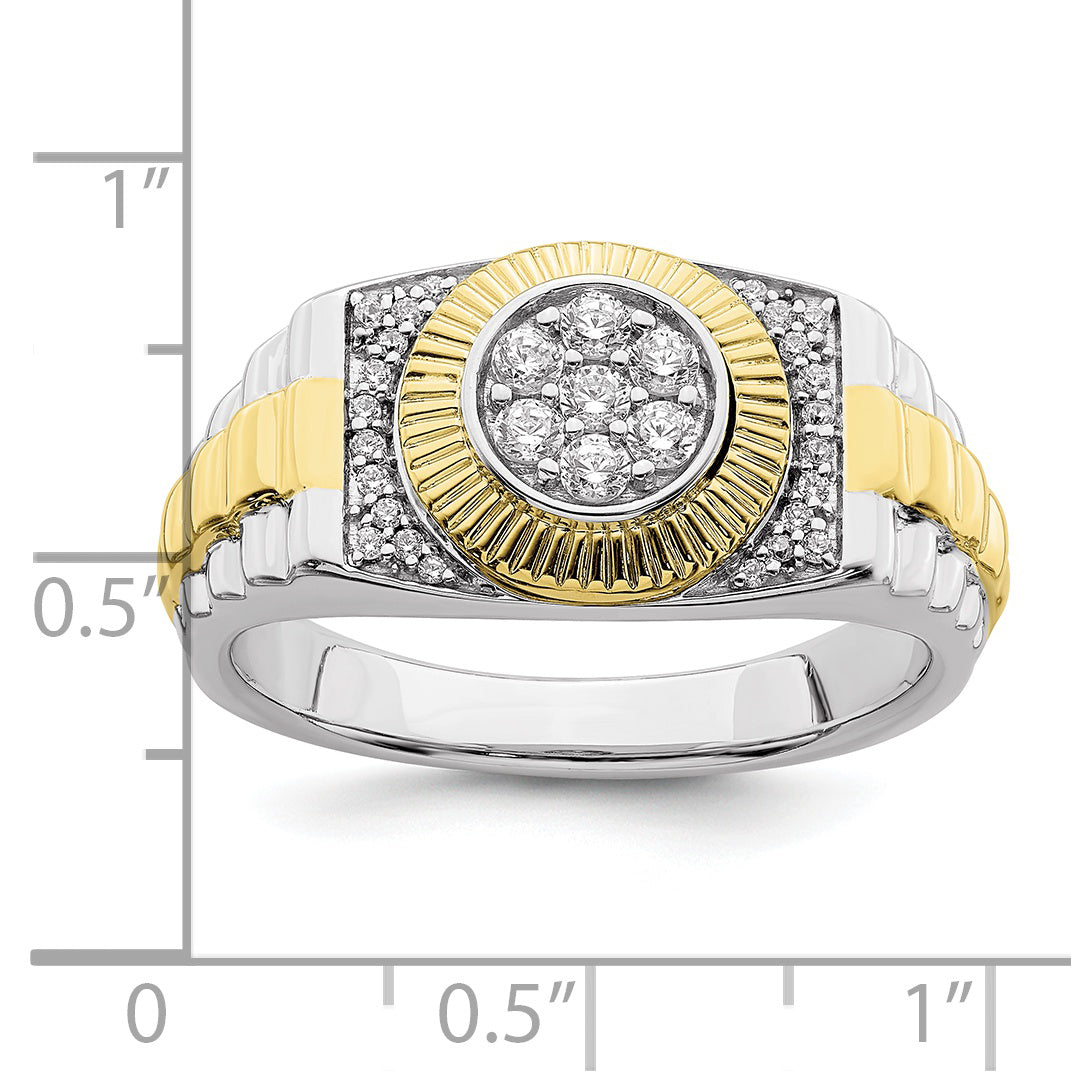 10k Two-Tone 1/3 carat Lab Grown Diamond VS/SI+ G+ Complete Men's Ring