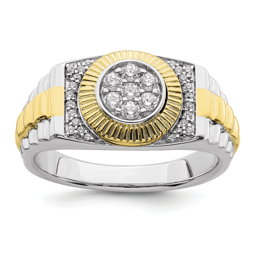 10k Two-Tone 1/3 carat Lab Grown Diamond VS/SI+ G+ Complete Men's Ring