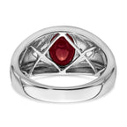 14k White Gold Created Ruby and Diamond Mens Ring
