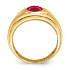 14k Created Ruby and Diamond Mens Ring