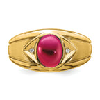 14k Created Ruby and Diamond Mens Ring