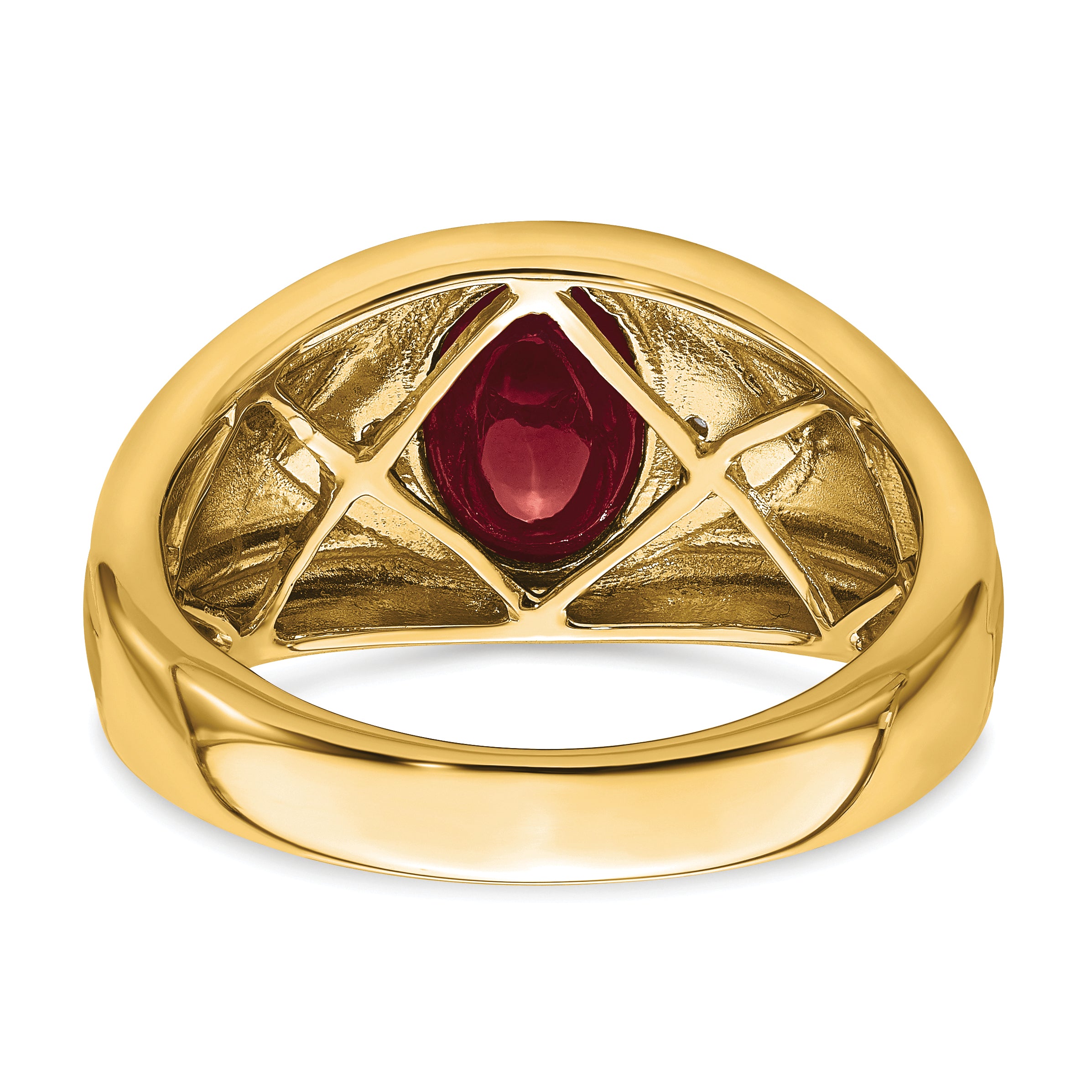 14k Created Ruby and Diamond Mens Ring