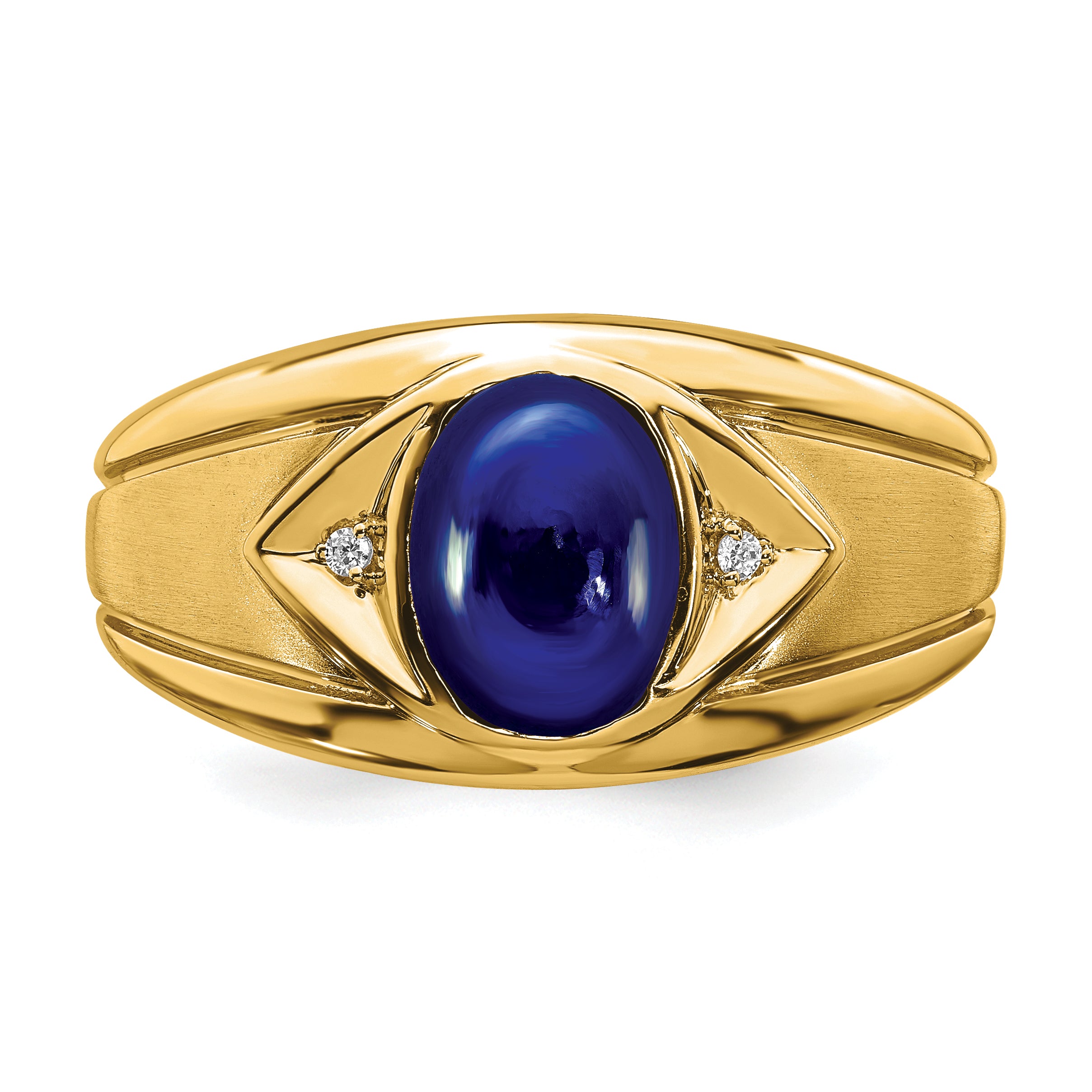 14k Created Sapphire and Diamond Mens Ring