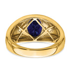 14k Created Sapphire and Diamond Mens Ring