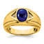 14k Created Sapphire and Diamond Mens Ring