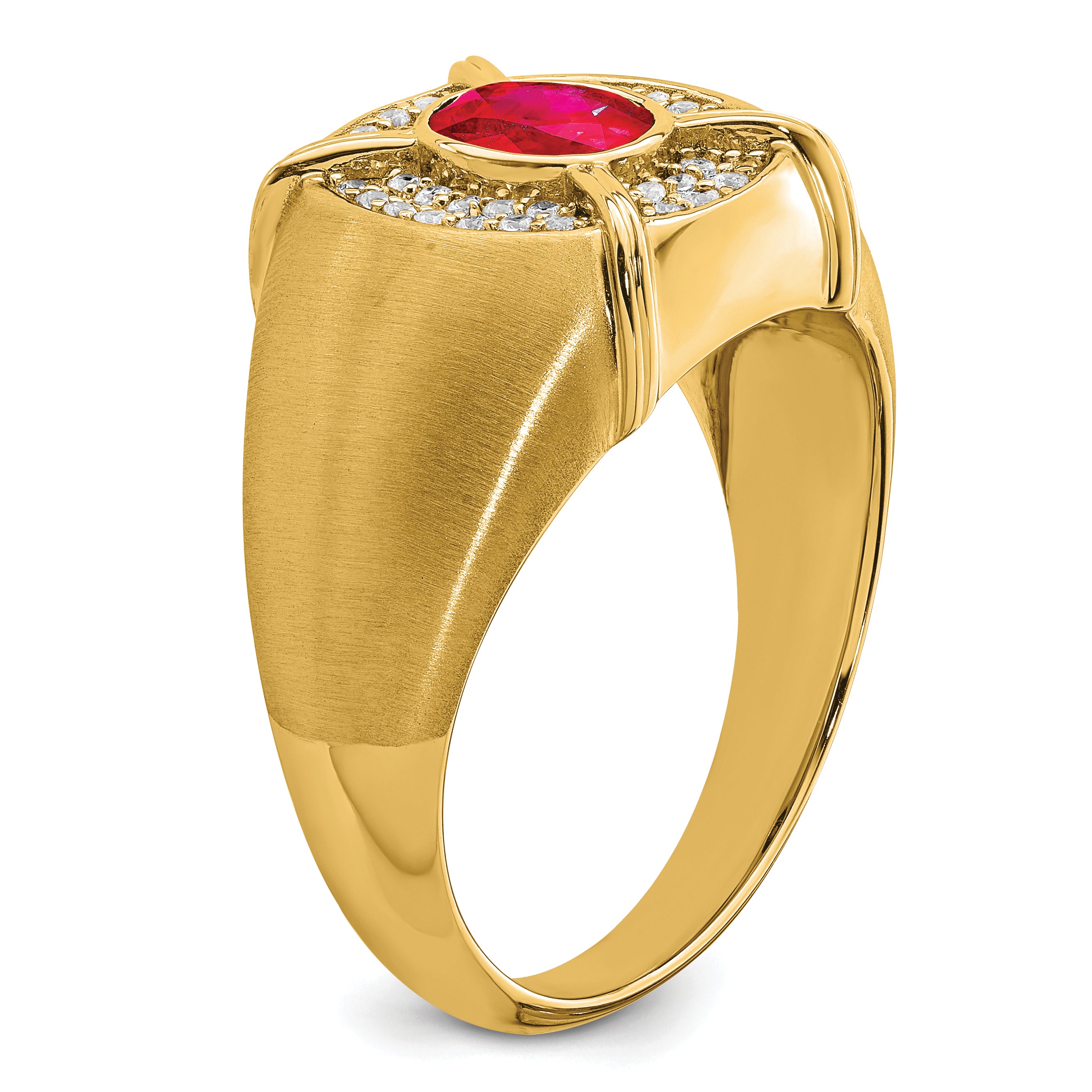 14k Ruby and Diamond Mens Ring