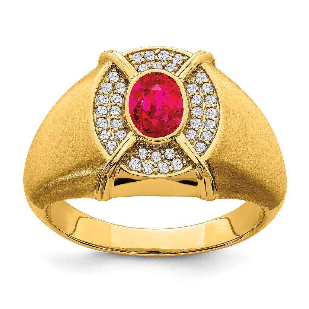 14k Ruby and Diamond Mens Ring