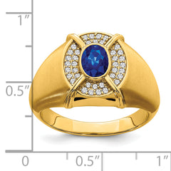 14k Sapphire and Diamond Mens Ring