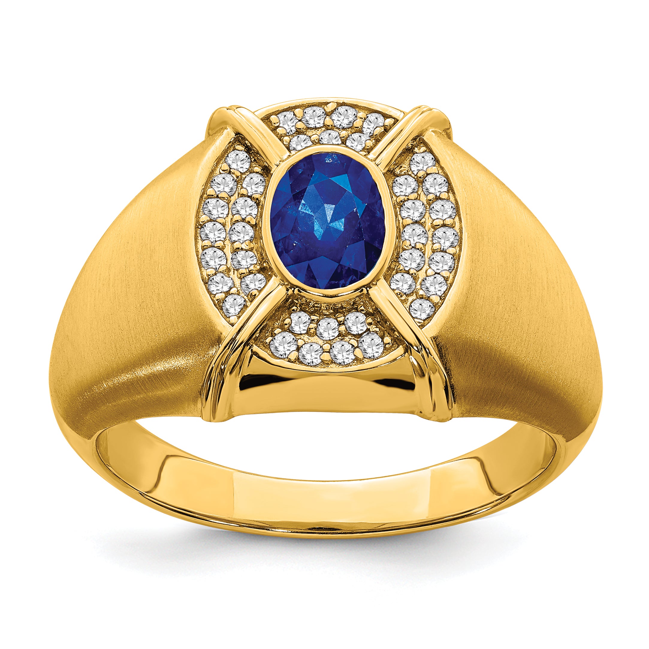 14k Sapphire and Diamond Mens Ring