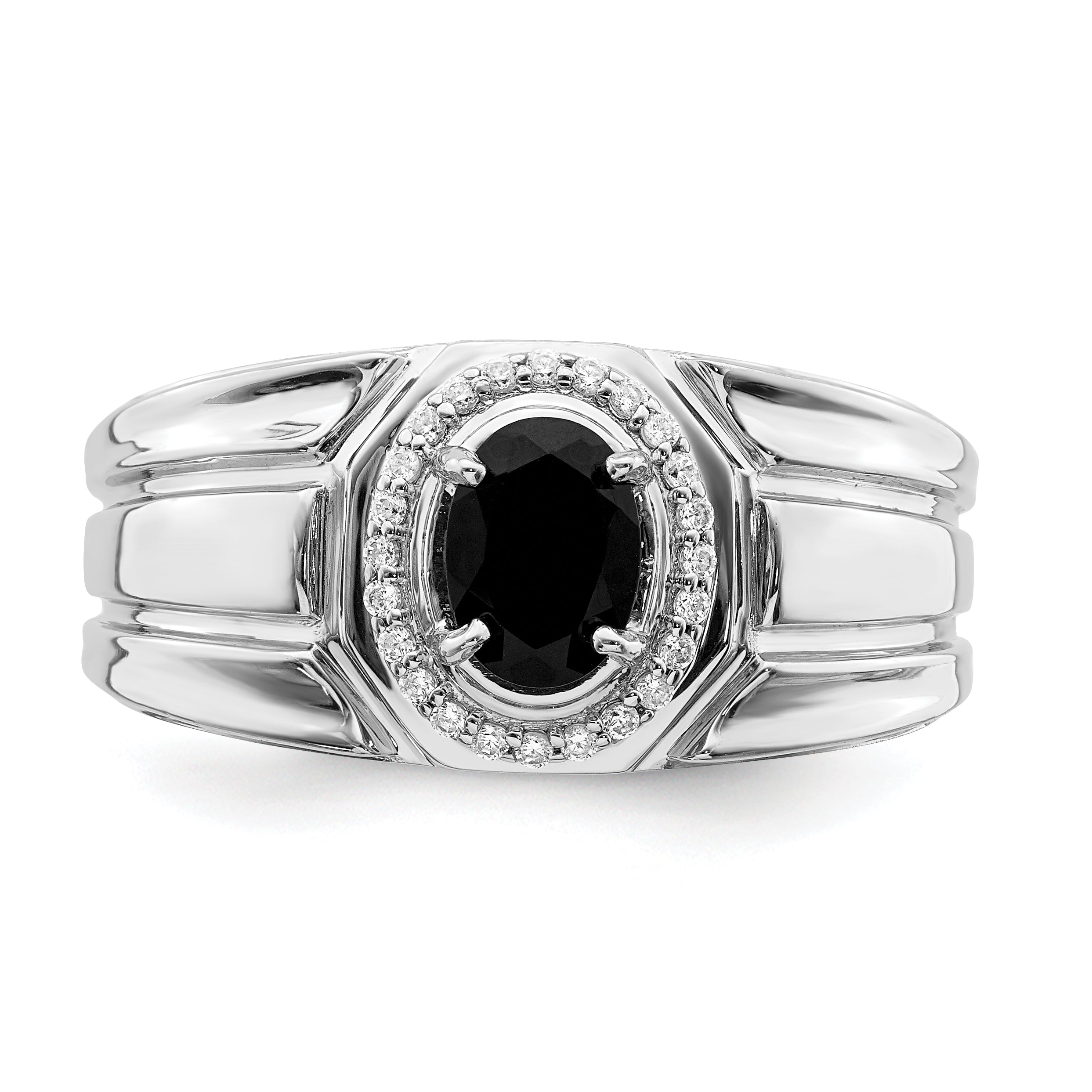 14k Onyx and Diamond Mens Ring
